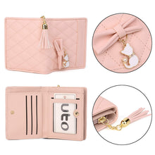 Charger l'image dans la galerie, UTO Femme Filles Portefeuille Petit Porte-Monnaie à glissière Chat Mignon Pendentif Cuir Synthétique Rose
