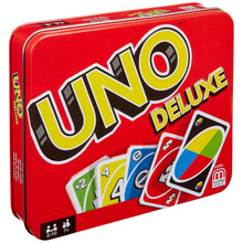 Charger l'image dans la galerie, Mattel Games UNO Deluxe, Jeux De Cartes Familial Pour Enfants Et Adultes, Jeu De Société Pour Soirée Jeux En Famille Ou En Voyage, 2 À 10 Joueurs, Jouet pour Enfant de 7 ans et Plus, K0888
