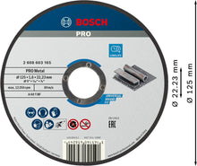 Charger l'image dans la galerie, Bosch Accessories 2608603165 Disque à tronçonner à moyeu plat standard for metal A 60 T BF 125 mm 22,23 mm 1,6 mm Gris
