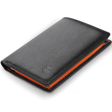 Charger l'image dans la galerie, TEEHON Portefeuille Homme en Cuir Véritable Porte-Monnaie avec Blocage RFID/NFC 13 Porte Carte Crédit, 2 Compartiment à Billets, Grande Poche à Monnaie, Classique Porte Feuille Noir Orange
