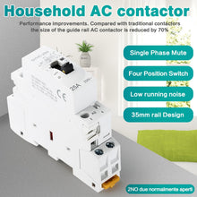 Charger l'image dans la galerie, Ailao Contacteur AC, Contacteur Automatique Manuel Domestique Contacteur AC Monophasé 2P 25A 2NO 220V Contacteur Automatique Manuel sur Rail DIN

