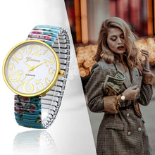 Charger l'image dans la galerie, Silverora Montre Femme Quartz Analogique avec Grand Cadran Numérique,Bracelet Élastique - Vert
