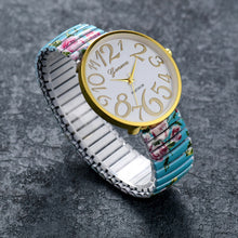 Charger l'image dans la galerie, Silverora Montre Femme Quartz Analogique avec Grand Cadran Numérique,Bracelet Élastique - Vert

