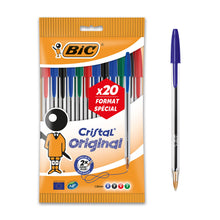 Charger l'image dans la galerie, BIC Cristal Original Stylos-Bille Pointe Moyenne (1,0 mm) - Parfait pour l'Ecole et au Bureau - Couleurs Assorties, Pochette Format de 20
