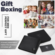 Charger l'image dans la galerie, TEEHON® Portefeuille Homme en Cuir Véritable avec Blocage RFID/NFC 8 Porte Carte Crédit, 2 Compartiment à Billets, Classique Porte Feuille Poche à Monnaie avec Boîte Cadeau- Noir
