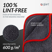 Charger l'image dans la galerie, ✅ Glart 44TP Chiffon de polissage , 2 faces polyvalents pour motocyclette et machine à polir les Voitures, absorbants, 40x40 cm, Anthracite avec borde rouget
