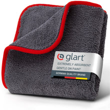 Charger l'image dans la galerie, ✅ Glart 44TP Chiffon de polissage , 2 faces polyvalents pour motocyclette et machine à polir les Voitures, absorbants, 40x40 cm, Anthracite avec borde rouget
