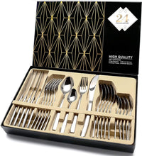 Charger l'image dans la galerie, Ensemble De Couverts Acier Inoxydable Boîte-Cadeau 6 Personnes Maison Cuisine Restaurant
